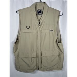 ExOfficio Travel Wear Vest Medium Mens Khaki Zip Utility Pockets Fishing Safari